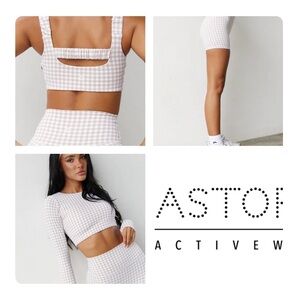 ASTORIA Women's Gingham Athletic 3 Piece Set  - White & Beige